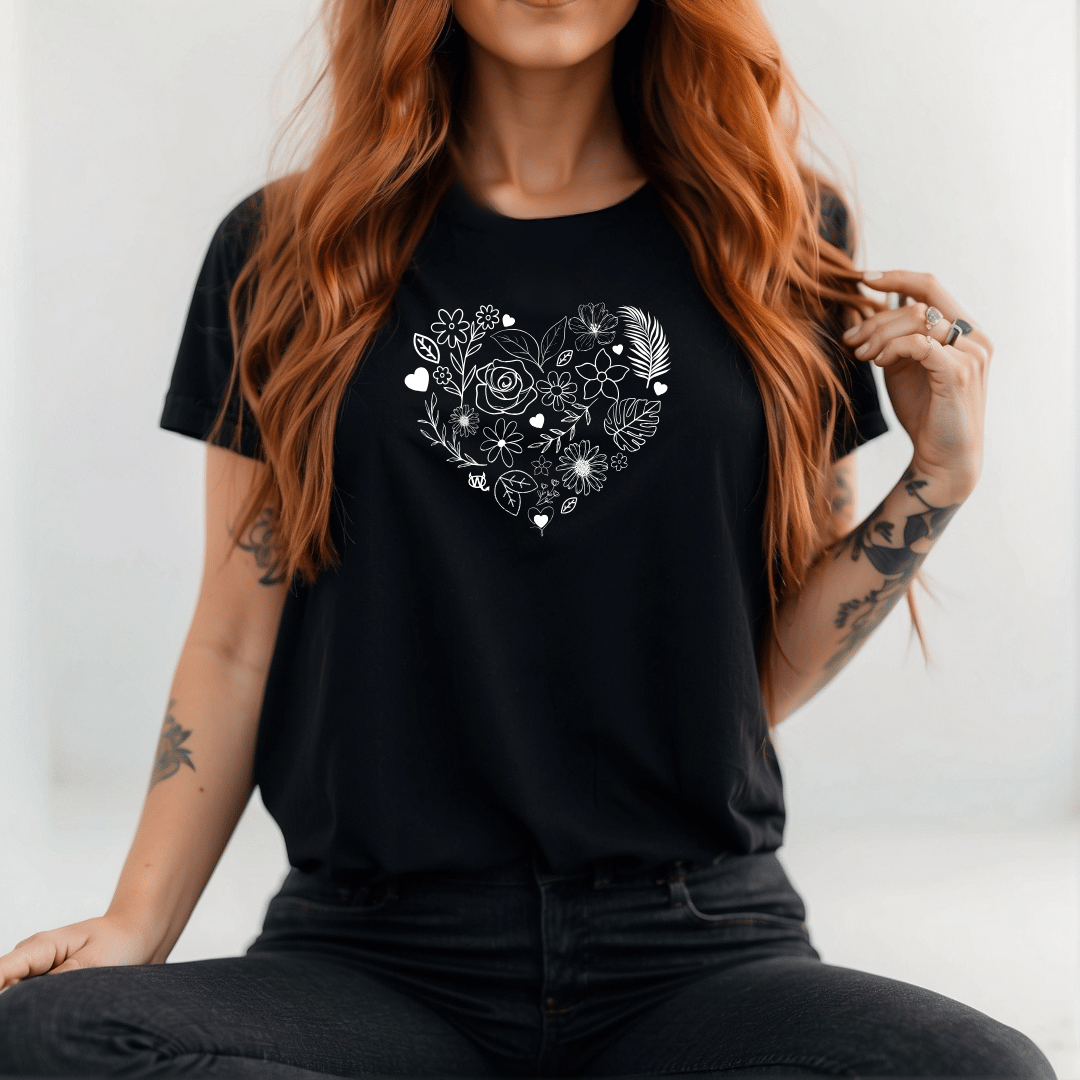 Women's Loose Fit T-Shirt - Flower Heart