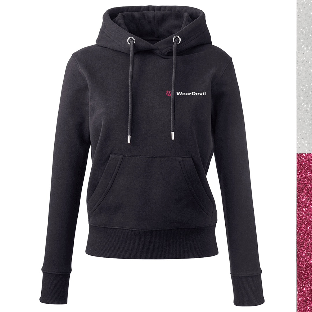 Women's Hoodie - WD Pink and White Glitter - WearDevil