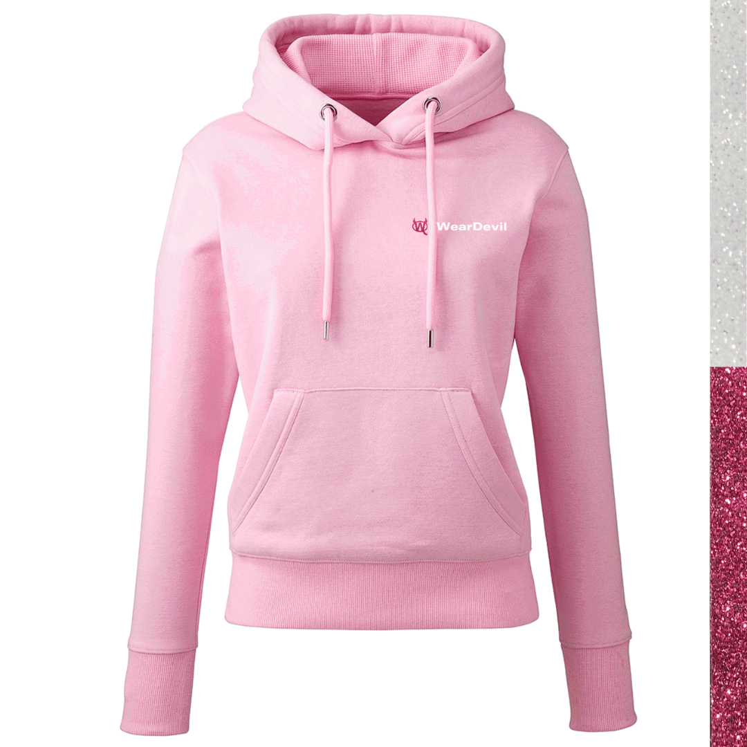 Women's Hoodie - WD Pink and White Glitter - WearDevil