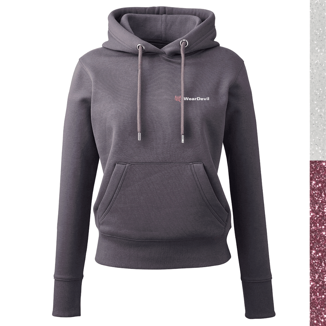 Women's Hoodie - WD Rose Gold and White Glitter - WearDevil