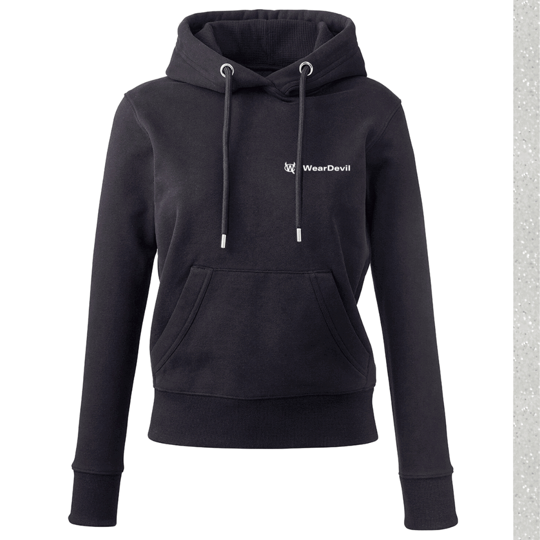 Women's Hoodie - WD White Glitter - WearDevil