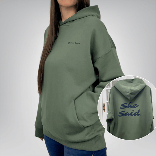 No Strings Attached – She Said (Women's Oversized Hoodie) - Grey Luxe Finish