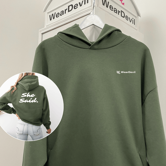 No Strings Attached – She Said (Women's Oversized Hoodie) - White Luxe Finish