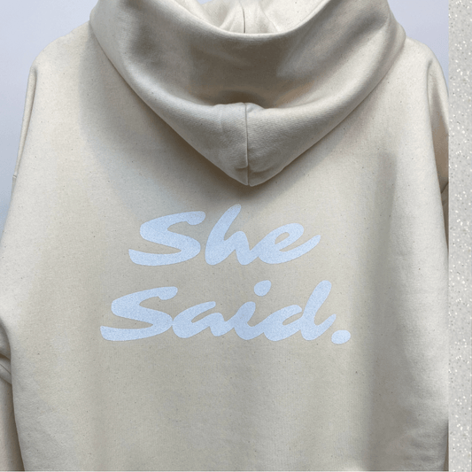 No Strings Attached – She Said (Women's Oversized Hoodie) - White Glow-up