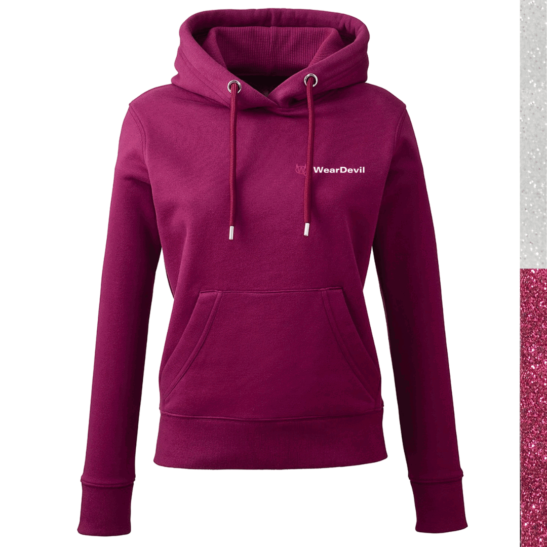 Women's Hoodie - WD Pink and White Glitter - WearDevil